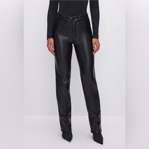 Good American Good Icon Sleek Black Faux Leather Pants Size 15 Plus
